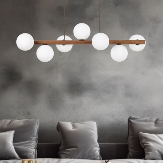 Lampadario legno noce per soggiorno moderno